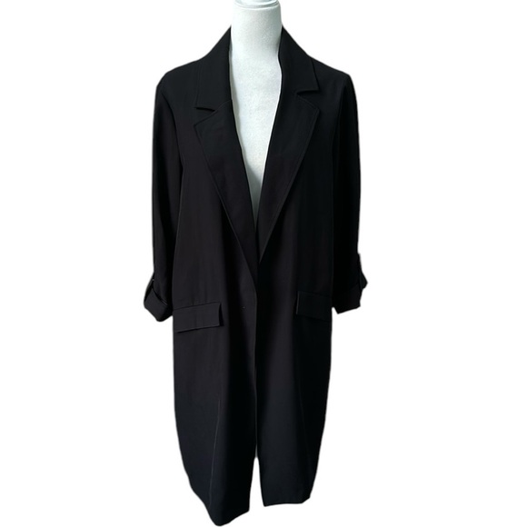 Primark Black Open Longline Lightweight Duster Jacket Lagenlook Size US 10 - Picture 1 of 12